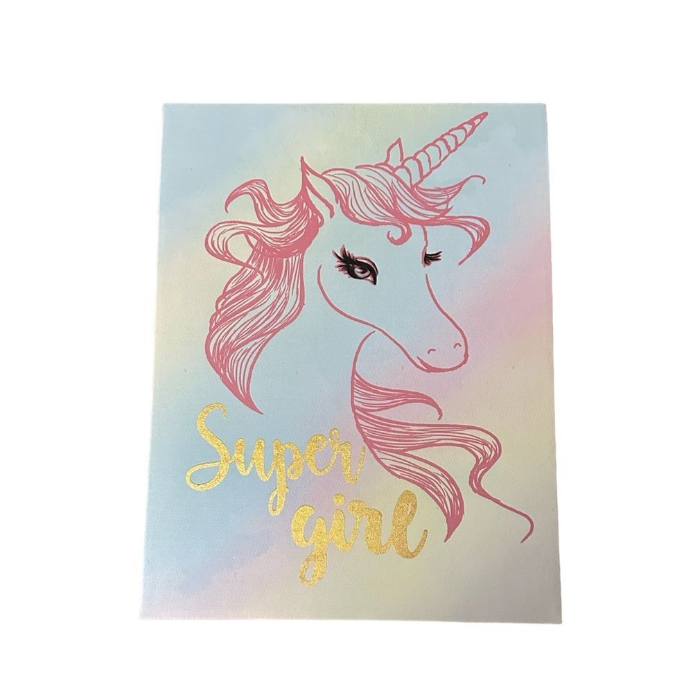 Unicorn Super Girl Wall Art Size 12x16